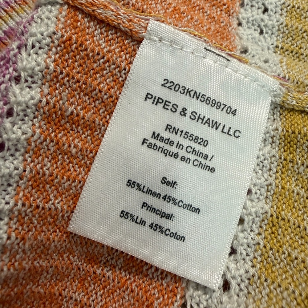 Veronica Beard Rami Pullover Sweater Small Multi Stripe Linen Cotton Ribbed $298 - Picture 6 of 6